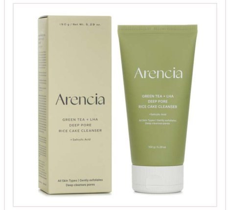 Arencia Green Tea + LHA Deep Pore Rice Cake Cleanser 150g